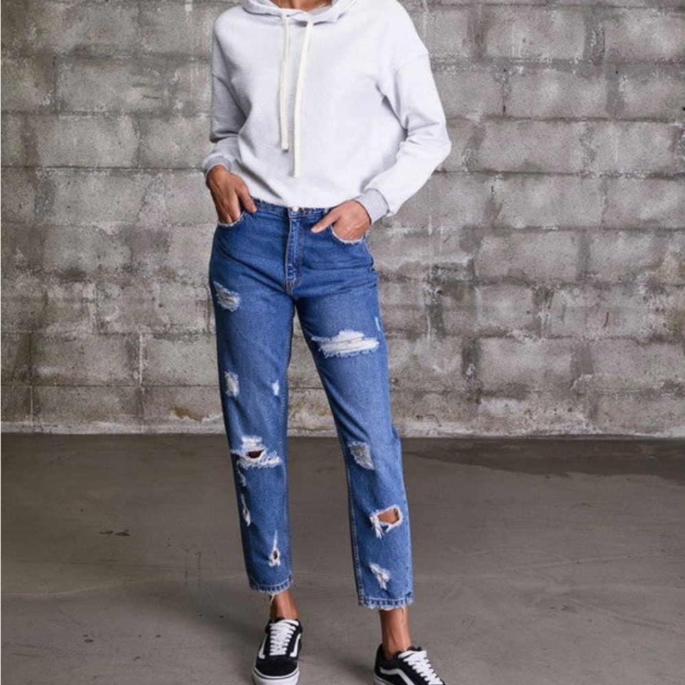 Cropped inside out casual hoodie
